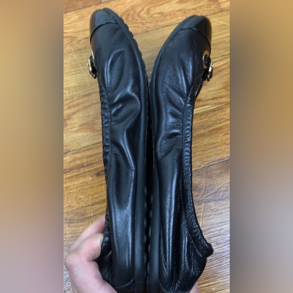 Barney’s New York Black Leather Cap Toe Ballet Flats Size 8 - Picture 4 of 6